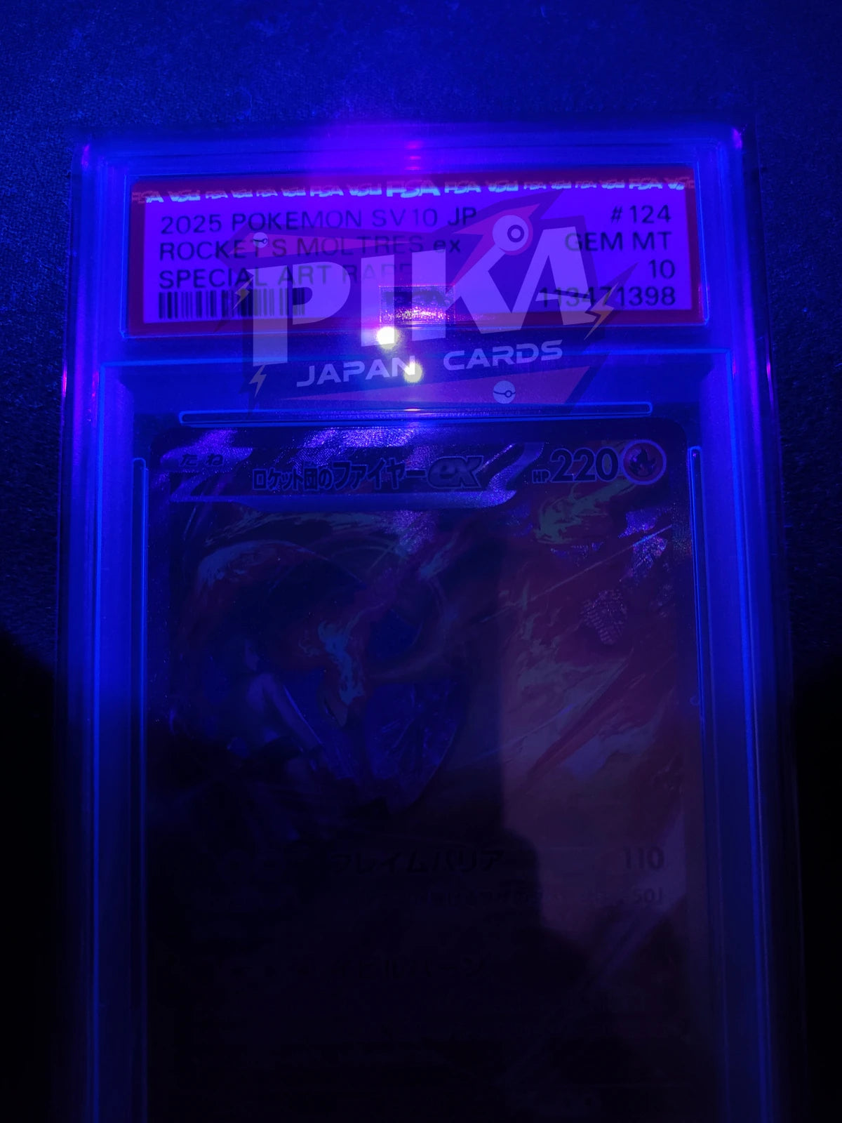Pokémon card PSA 10 Team Rocket's Moltres ex SAR 124/098 SV10 Glory of Team Rocket Jap