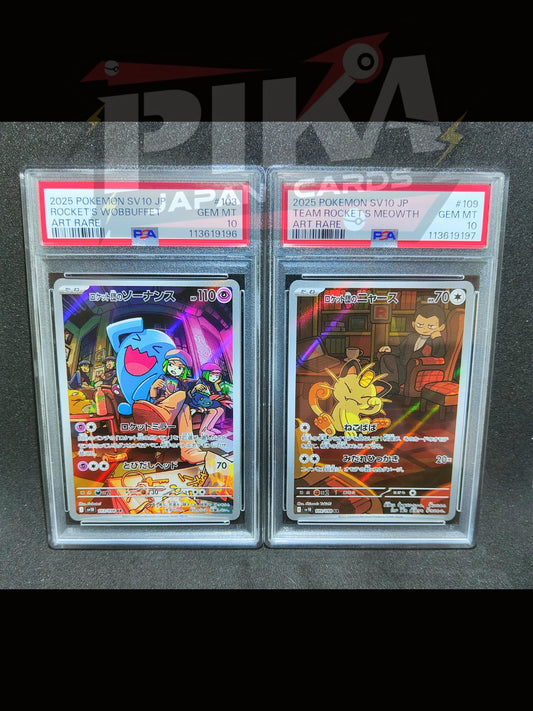 Pokémon card PSA 10 Sequenziale Wobbuffet Meowth AR 103-109/098 SV10 Glory of Team Rocket JAP