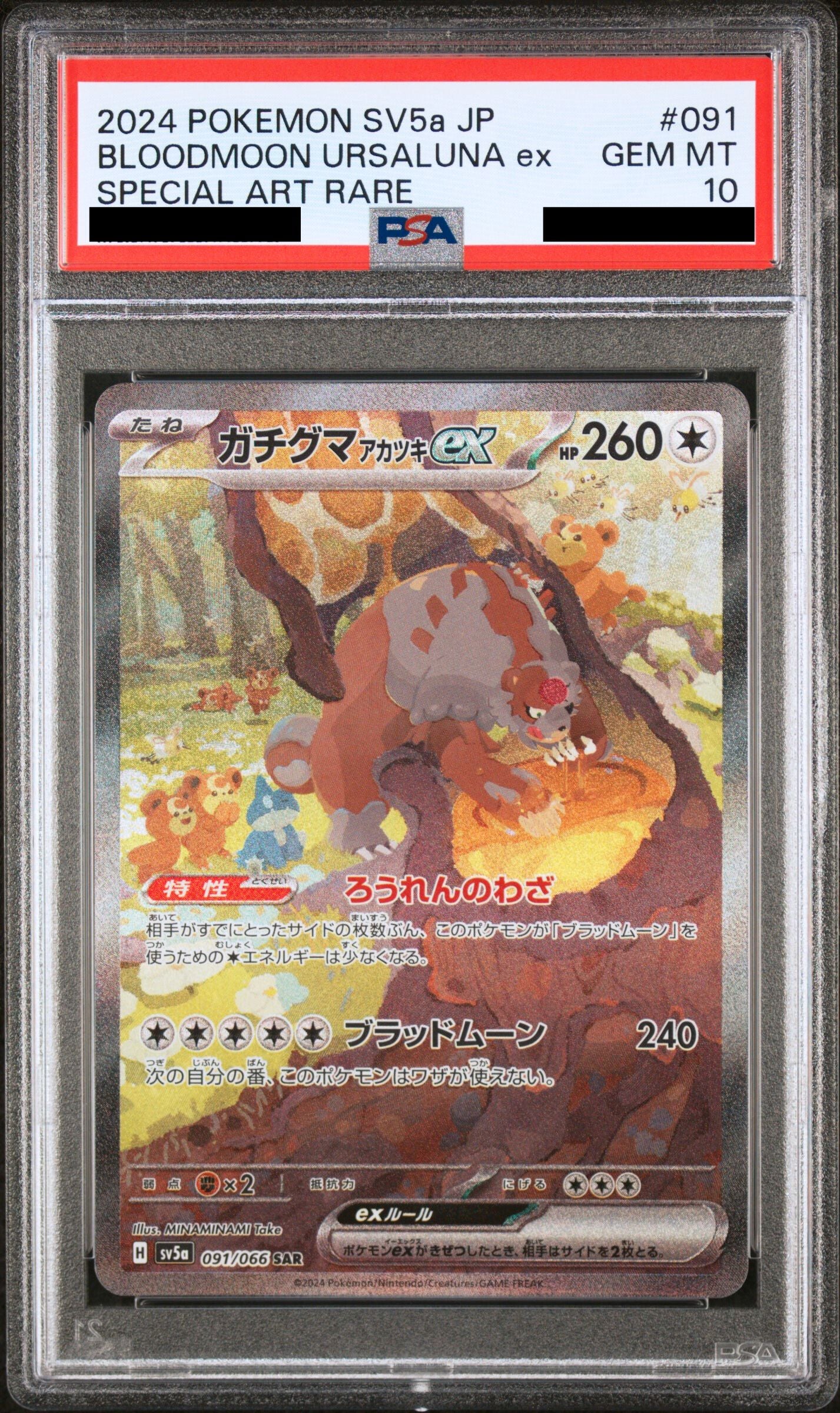 Pokémon card PSA 10 Bloodmoon Ursaluna ex SAR 91/66 Crimson Haze JAP